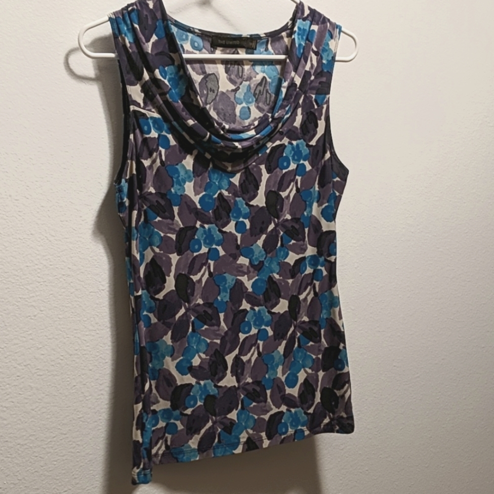 The Limited Blue & Purple Scoop Cowl Blouse